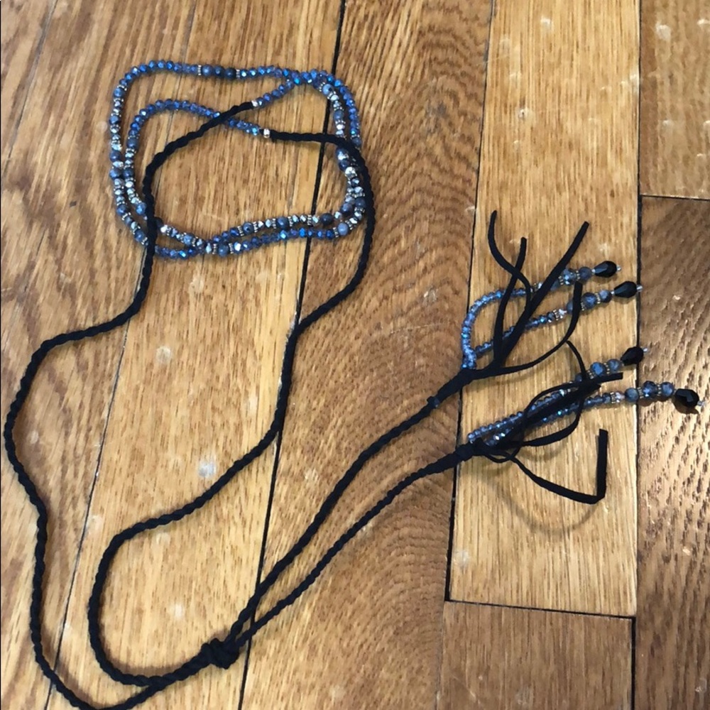 Beaded Suede Choker Lariat